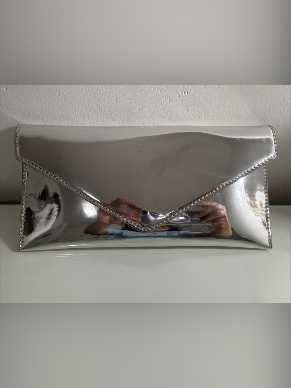 Aldo Silver Mirror Envelope Clutch